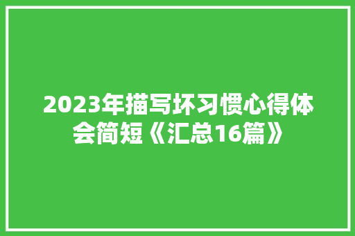 2023年描写坏习惯心得体会简短《汇总16篇》 个人简历