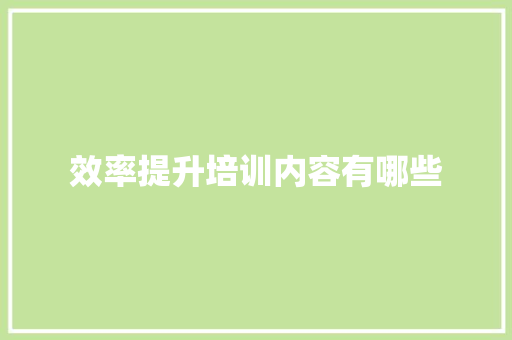 效率提升培训内容有哪些 论文