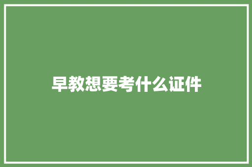 早教想要考什么证件 个人写作