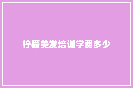 柠檬美发培训学费多少 论文
