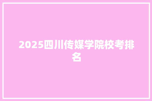 2025四川传媒学院校考排名 面试技巧