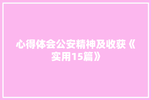 心得体会公安精神及收获《实用15篇》 策划方案