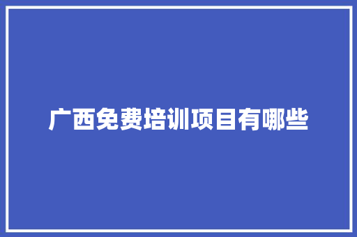 广西免费培训项目有哪些 教育论文