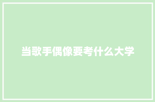 当歌手偶像要考什么大学 计算机论文