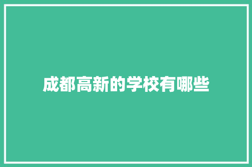 成都高新的学校有哪些 文秘写作