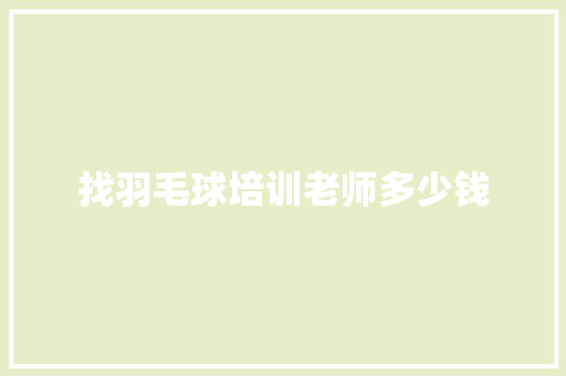 找羽毛球培训老师多少钱 计算机论文