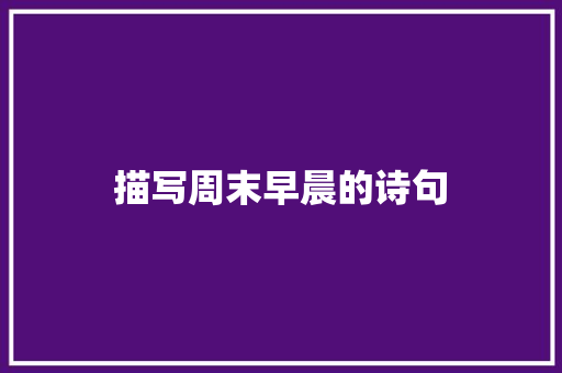 描写周末早晨的诗句 教育论文