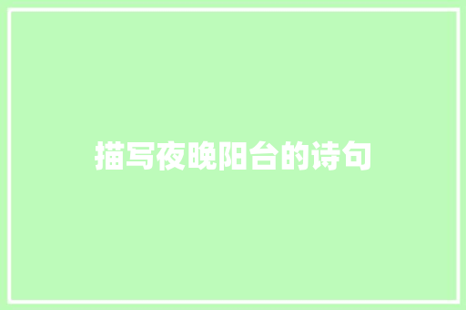 描写夜晚阳台的诗句 个人简历