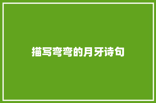 描写弯弯的月牙诗句 保证书
