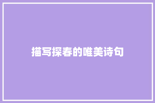 描写探春的唯美诗句 英文简历