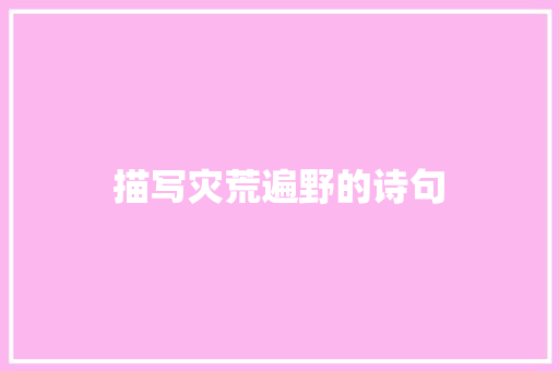 描写灾荒遍野的诗句 个人简历
