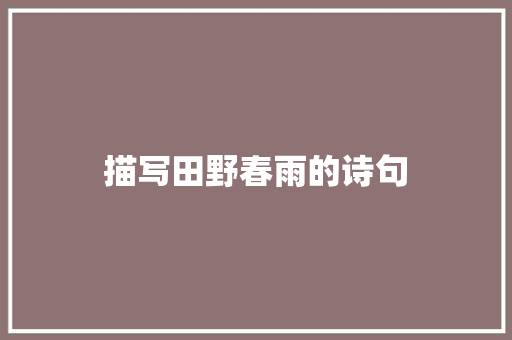 描写田野春雨的诗句 教育论文