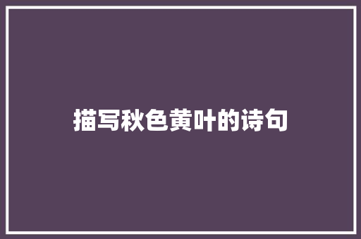 描写秋色黄叶的诗句 计算机论文