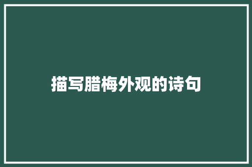 描写腊梅外观的诗句 策划方案
