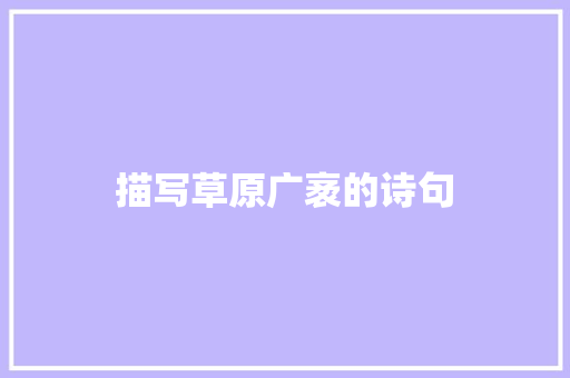 描写草原广袤的诗句 计算机论文