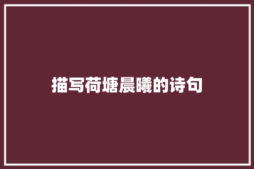 描写荷塘晨曦的诗句 担保书