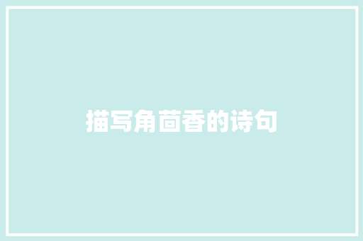 描写角茴香的诗句 文秘写作