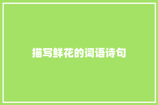 描写鲜花的词语诗句 简历