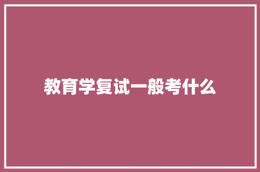 教育学复试一般考什么 计算机论文