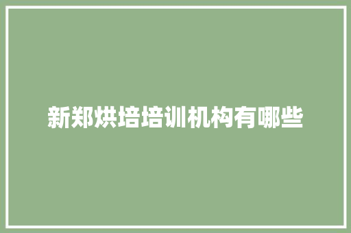 新郑烘培培训机构有哪些 个人写作