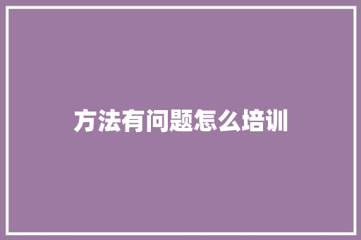 方法有问题怎么培训 个人写作