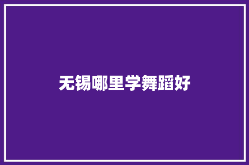 无锡哪里学舞蹈好 简历