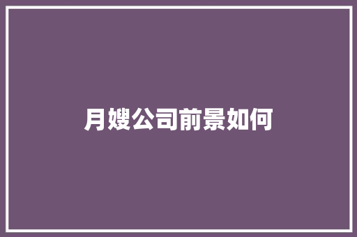 月嫂公司前景如何 担保书
