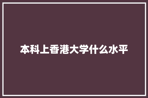 本科上香港大学什么水平 文秘写作