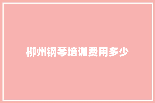 柳州钢琴培训费用多少 个人写作