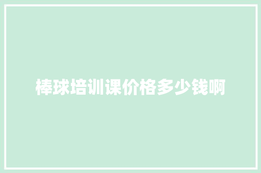 棒球培训课价格多少钱啊 个人写作