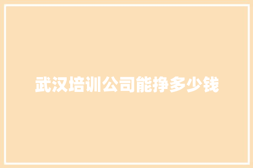 武汉培训公司能挣多少钱 社会论文