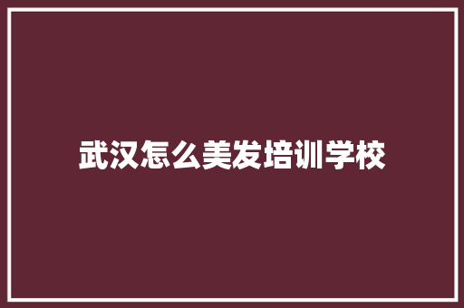 武汉怎么美发培训学校 简历