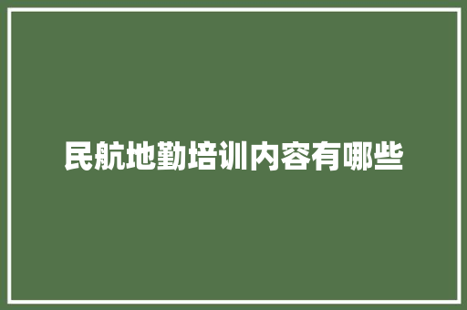 民航地勤培训内容有哪些 毕业设计