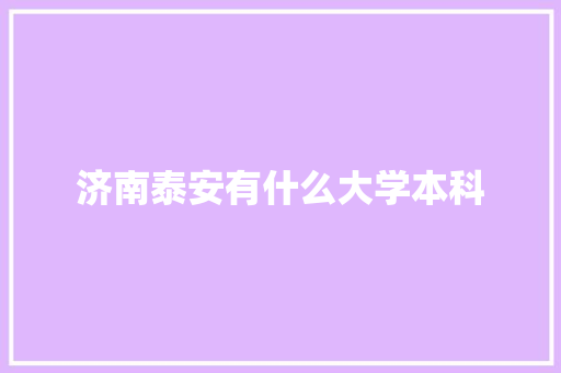 济南泰安有什么大学本科 论文