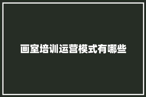 画室培训运营模式有哪些 计算机论文