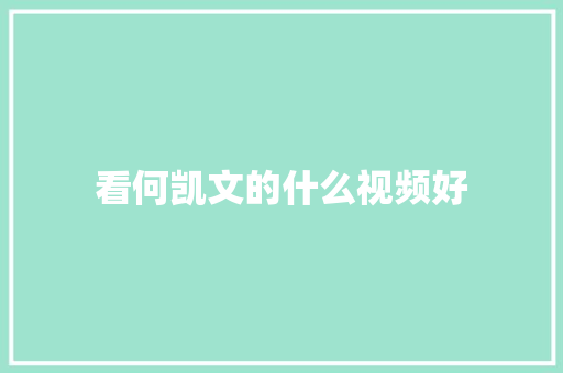 看何凯文的什么视频好 管理论文