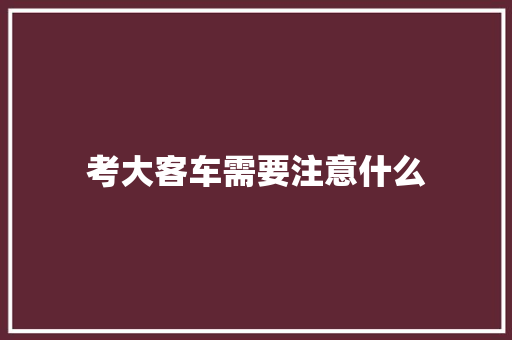 考大客车需要注意什么 策划方案