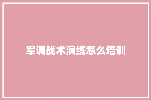 军训战术演练怎么培训 个人写作
