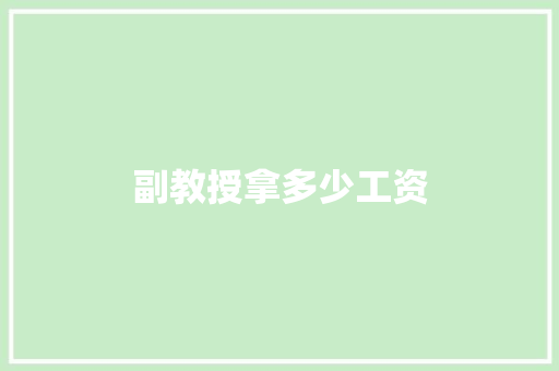 副教授拿多少工资 办公写作