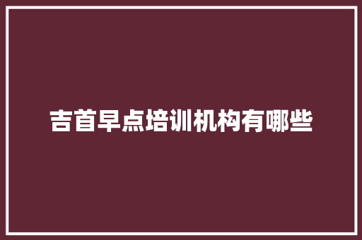 吉首早点培训机构有哪些 简历