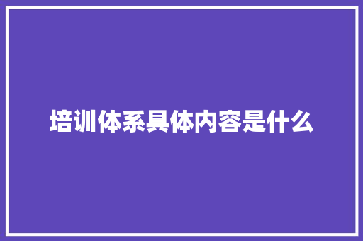 培训体系具体内容是什么 管理论文