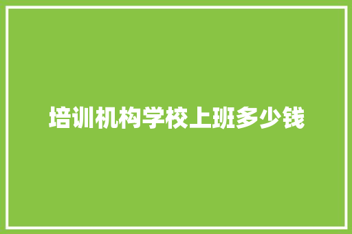 培训机构学校上班多少钱 论文
