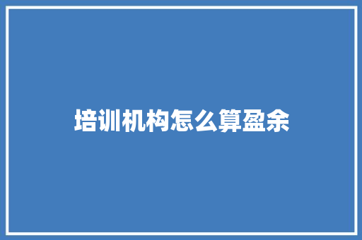培训机构怎么算盈余 论文