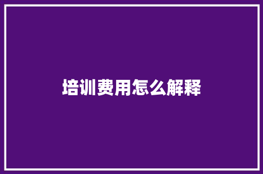 培训费用怎么解释 社会论文