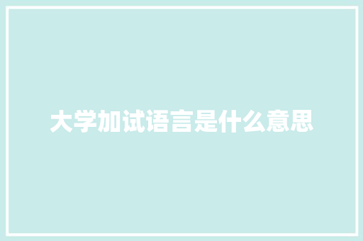 大学加试语言是什么意思 担保书