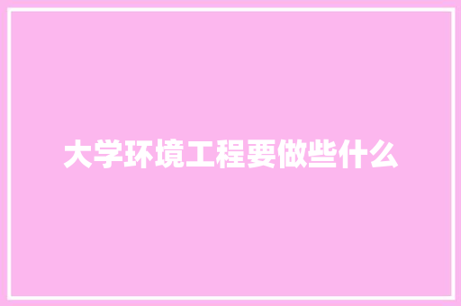 大学环境工程要做些什么 承诺书