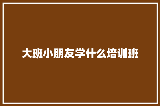 大班小朋友学什么培训班 策划方案