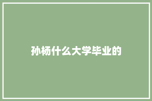 孙杨什么大学毕业的 简历