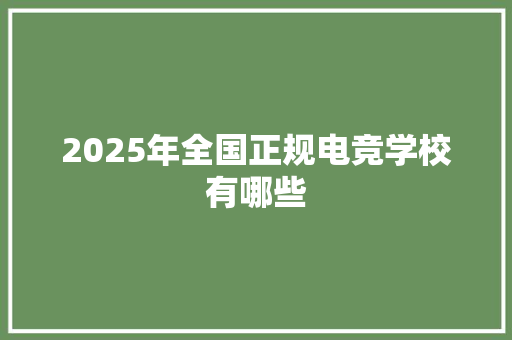 2025年全国正规电竞学校有哪些 论文