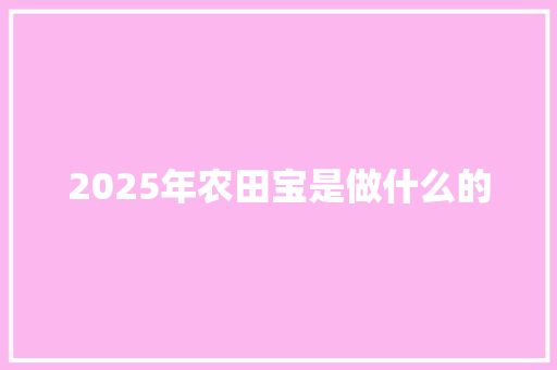 2025年农田宝是做什么的 公证书